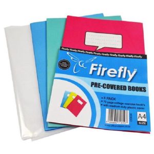 BOOK PRE-COVERED A4 SC 72PG F/M ASST 3PK (DISC) FIREFLY