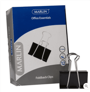 MARLIN CLIPS FOLDBACK 51MM BLACK 12'S
