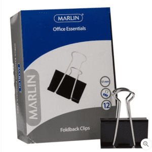 MARLIN CLIPS FOLDBACK 51MM BLACK 12'S