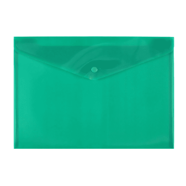 DOCUMENT ENVELOPE BUTTON A4 BANTEX TRANS GREEN BANTEX B3416-15