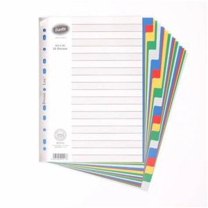 BANTEX FILE DIVIDER PP A4 20 TAB ASST