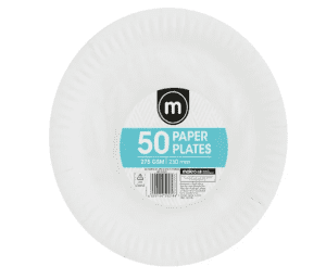 M Paper Plates White (1 x 50's x 230mm)