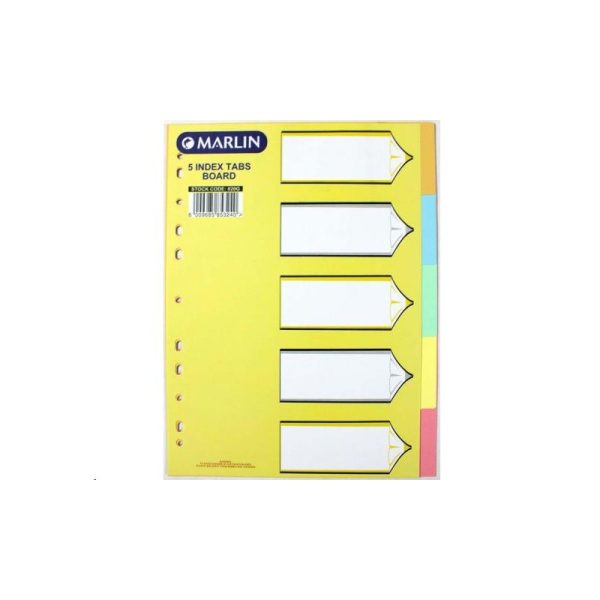 MARLIN FILE DIVIDER PP A4 5 TAB ASST