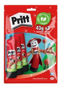ADHESIVE GLUE STICK 43G CRD 3 PRITT