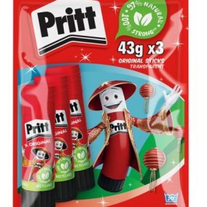 ADHESIVE GLUE STICK 43G CRD 3 PRITT