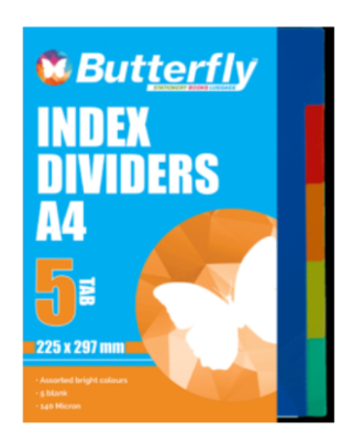 A4 PP DIVIDER 5 TAB COLOR BUTTERFLY
